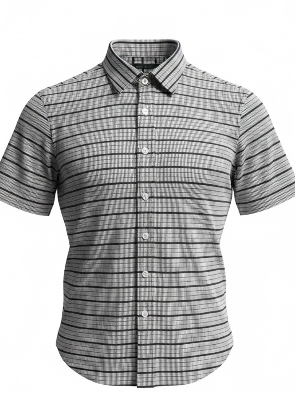 Perry Ellis Black & White Striped Button-Down Shirt SZ XXL Casual Resortwear EUC